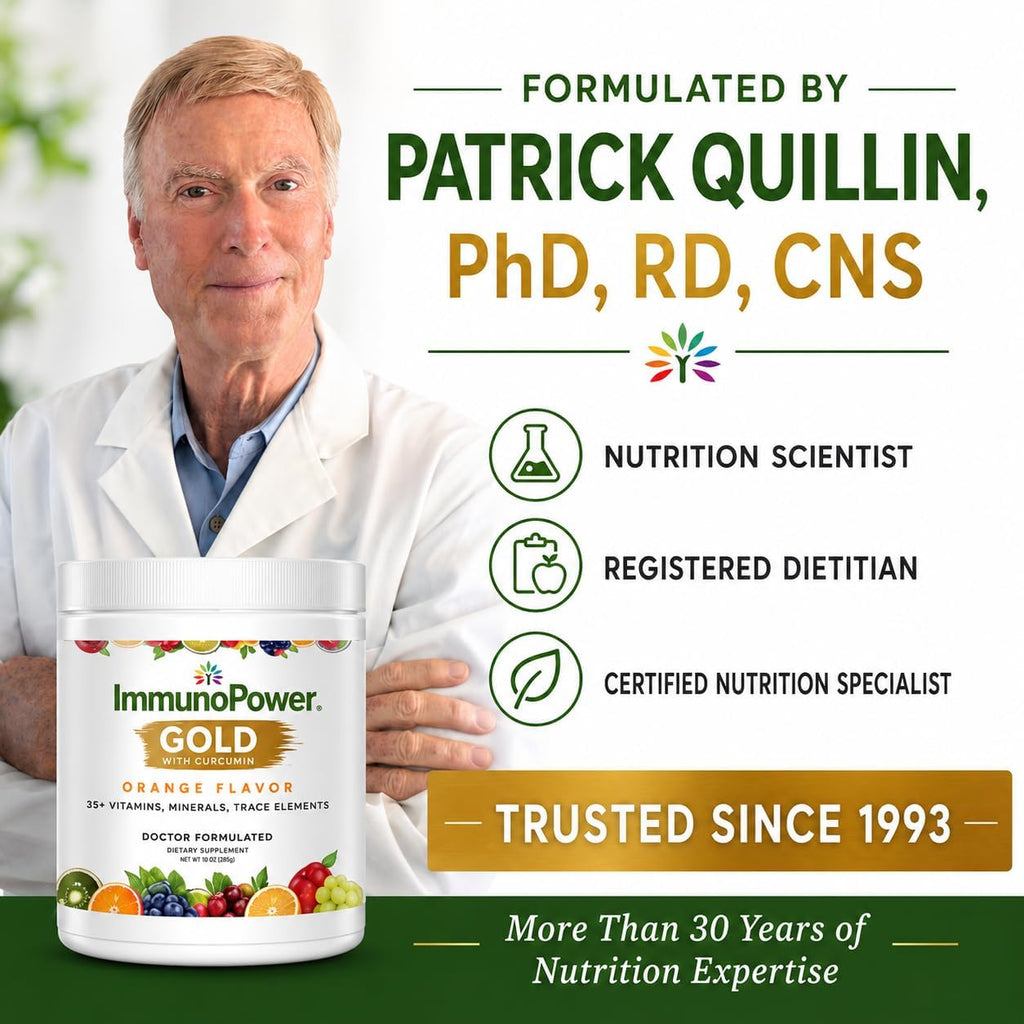 ImmunoPower Gold - Cúrcuma de Alta Absorción con BioPerine y 35+ Nutrientes - Sabor Naranja