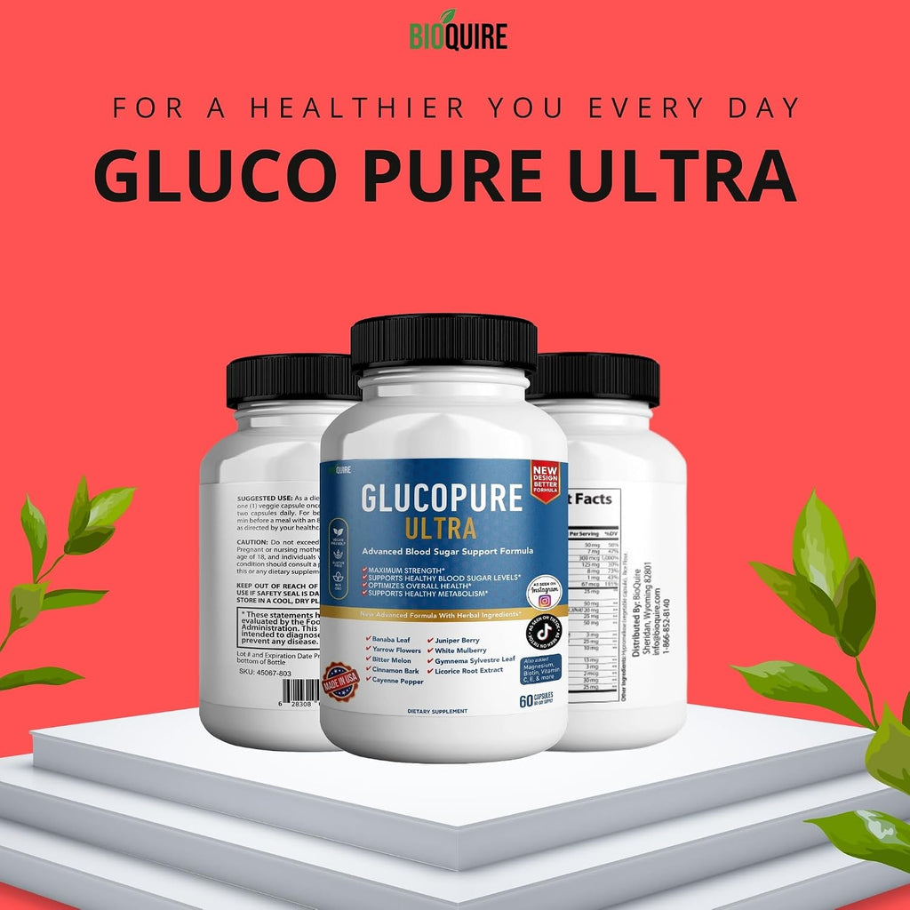 BIOQUIRE Gluco Pure Ultra - Suplemento dietético, 60 cápsulas