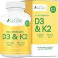 Vitamina D3 y K2, 5000 UI + 90 mcg, 150 Cápsulas