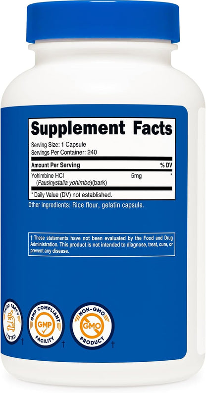 Nutricost Yohimbine HCl 5mg, 240 Cápsulas Extra Strength – Image 5