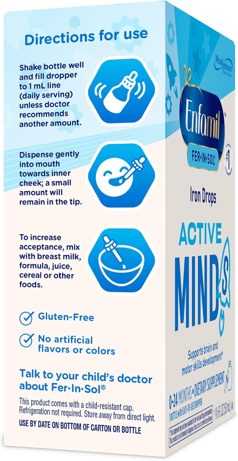 Enfamil Fer-In-Sol Gotas de Hierro para Bebés, 50 mL