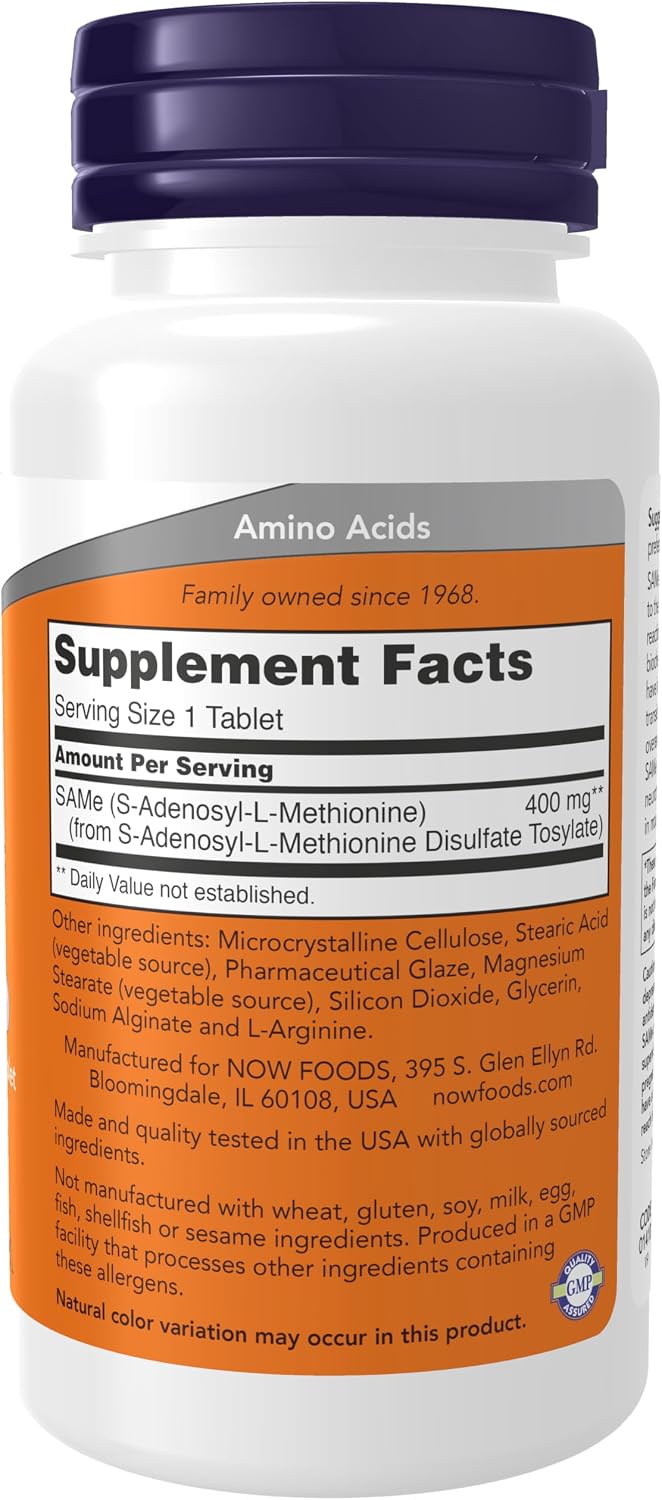 NOW Foods SAMe 400 mg – 60 Comprimidos