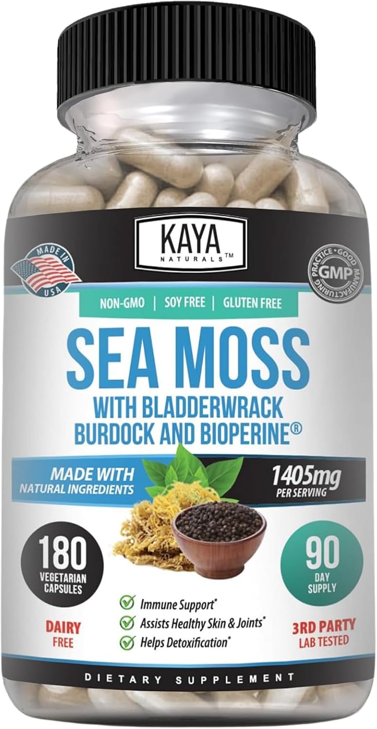 Kaya Naturals Sea Moss – Suplemento de Movilidad con Burdock Root y Bladderwrack (60 Cápsulas Vegetales)