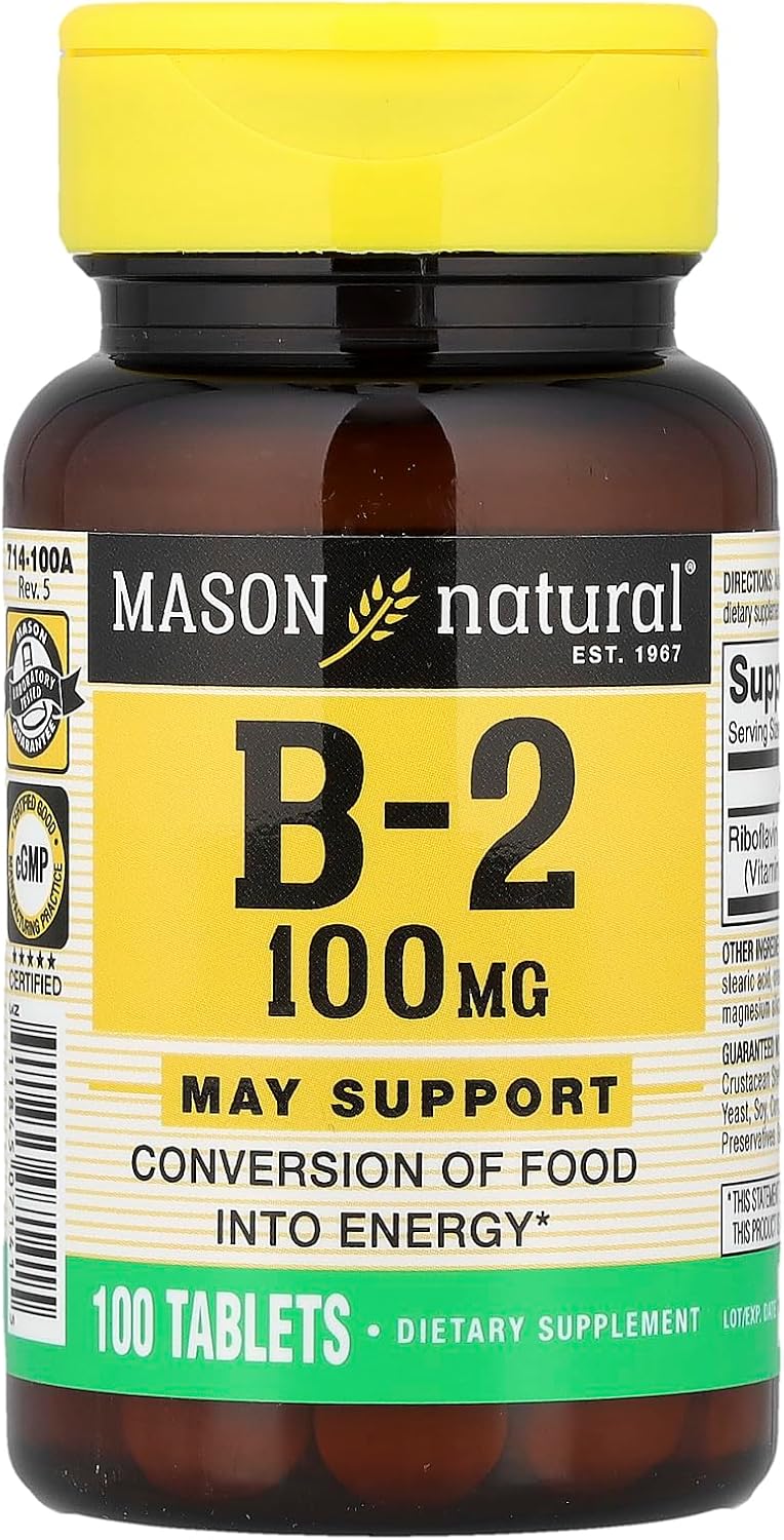 MASON NATURAL Vitamina B-2, 100 mg, 100 tabletas