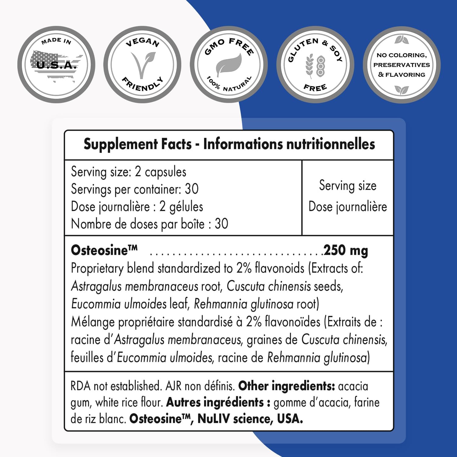 Supersmart - Suplemento para la Salud Ósea (100% Vegetal y Patentado) - Huesos Fuertes y Densidad Ósea | No OGM y Sin Gluten - 60 Cápsulas Vegetales