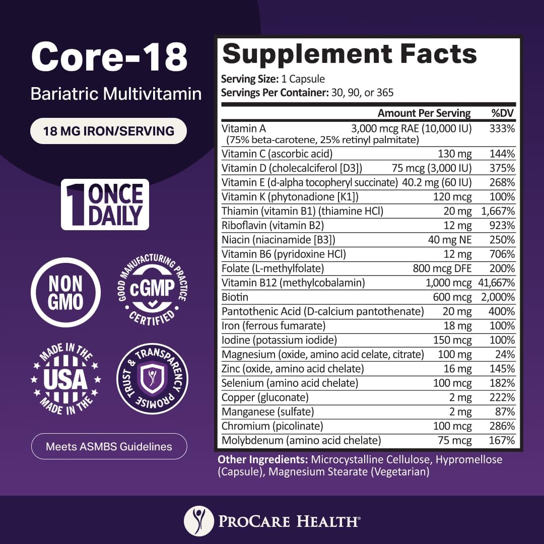 ProCare Health Bariatric Multivitamin with Iron 18mg (30 Capsules)