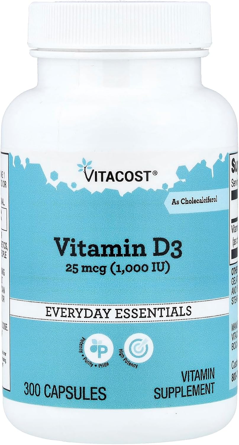 Vitacost Vitamin D3 (Cholecalciferol) 1000 IU - 300 Capsules