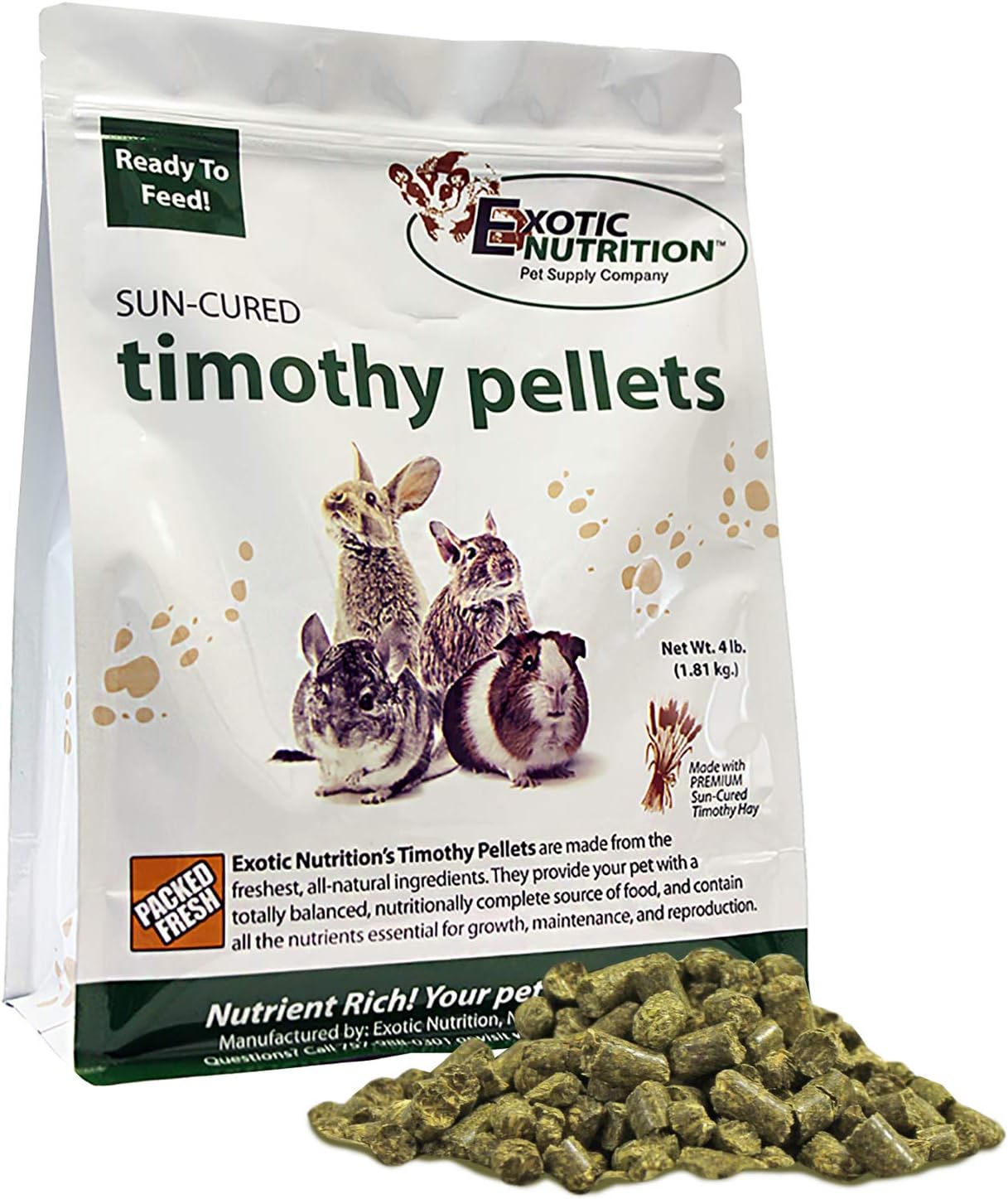 Timothy Pellets - Alimento Natural de Heno para Conejos, Cobayas y Roedores (7.5 lb)