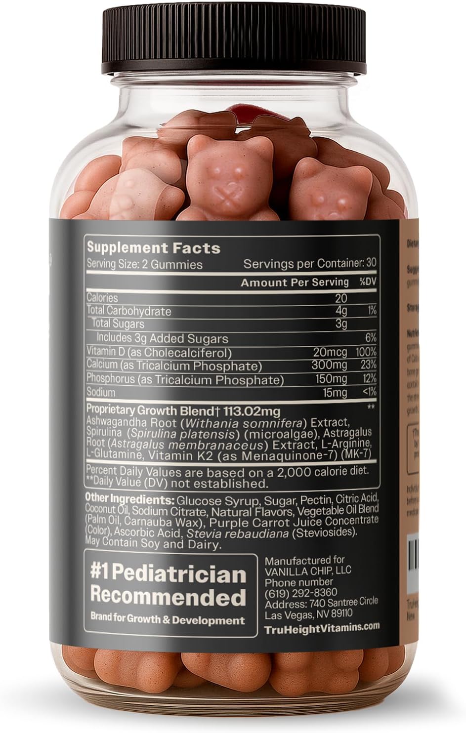 TruHeight Growth Gummies (Watermelon) - Suplemento de Crecimiento Natural para Niños y Adolescentes con Vitaminas D3, K2, Calcio y Ashwagandha