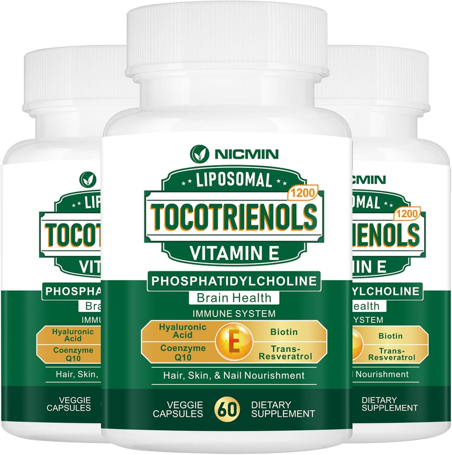 NICMIN Vitamina E Tocoferoles Liposomales 1200 mg con Fosfatidilcolina - 180 Cápsulas