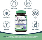 Doctor's Recipes L-Theanine 200 mg con Magnesio Glicinato, Ashwagandha, Inositol y Vitaminas B - 90 Cápsulas