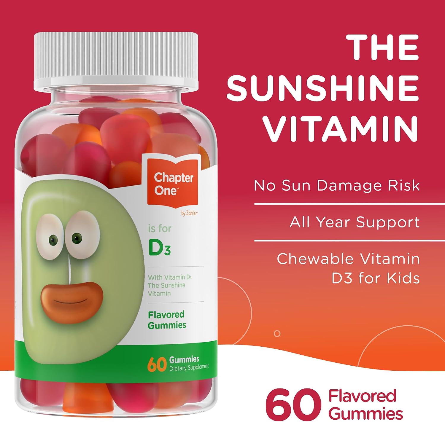 Zahler Chapter One Vitamina D3 Gominolas para Niños - 60 Unidades