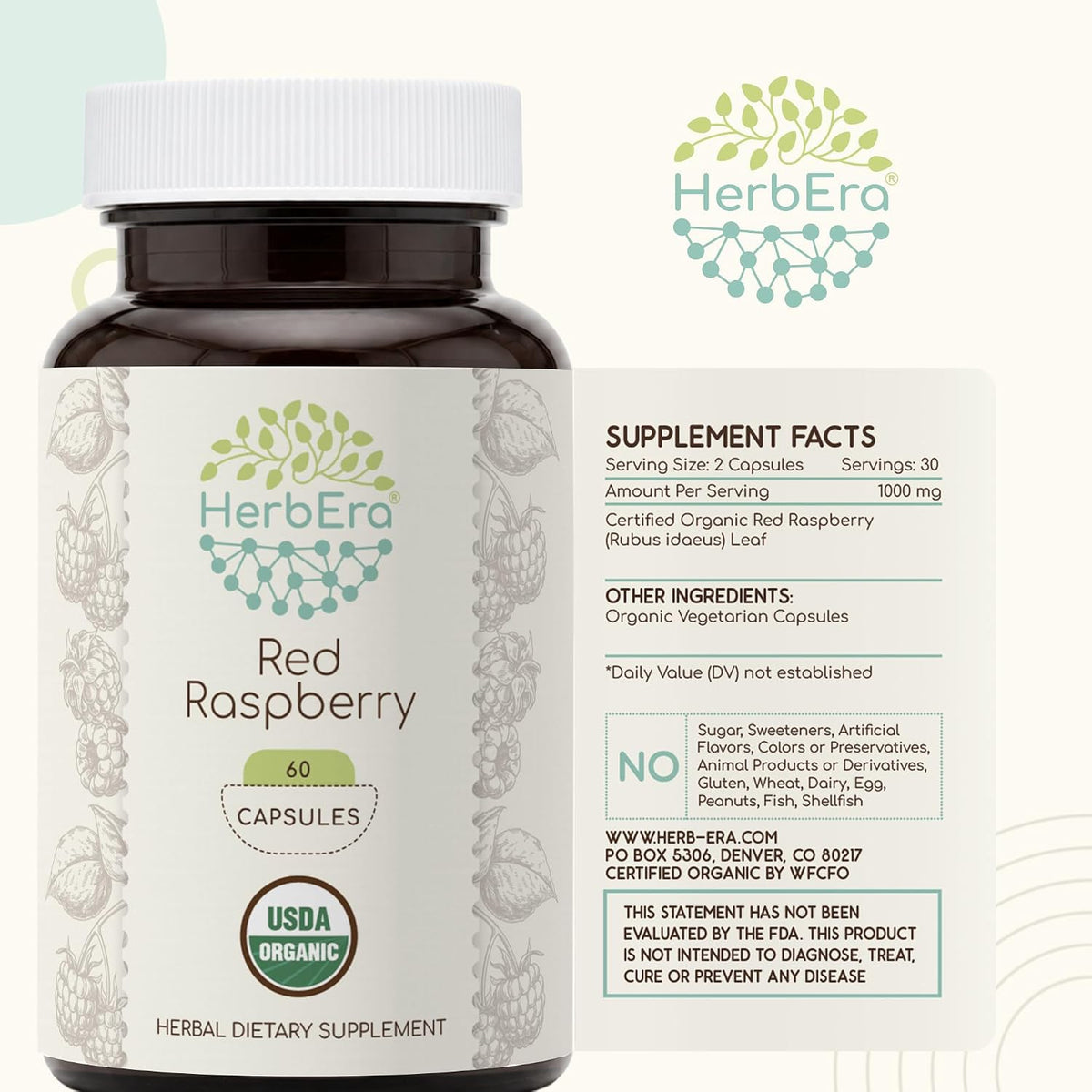 HerbEra Hojas de Frambuesa Roja Orgánicas – Bienestar Femenino, Rubus Idaeus, 60 Cápsulas Veganas – Image 5
