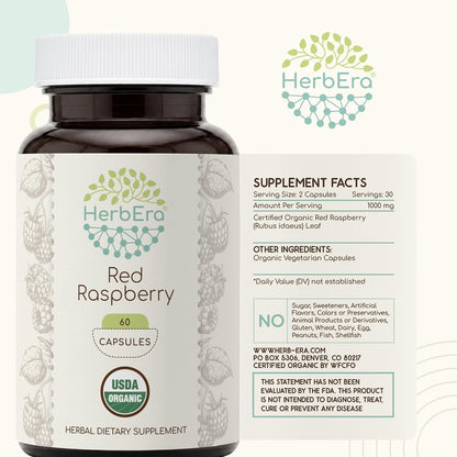 HerbEra Hojas de Frambuesa Roja Orgánicas – Bienestar Femenino, Rubus Idaeus, 60 Cápsulas Veganas – Image 5