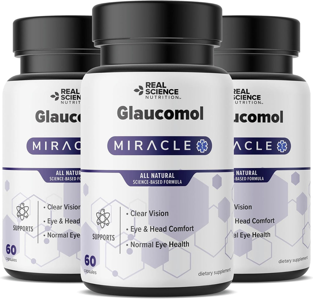 Real Science Glaucomol Miracle - Suplemento Ocular Natural con Vitaminas C, D y B12 para Apoyo del Nervio Óptico y Circulación Ocular – 60 Cápsulas