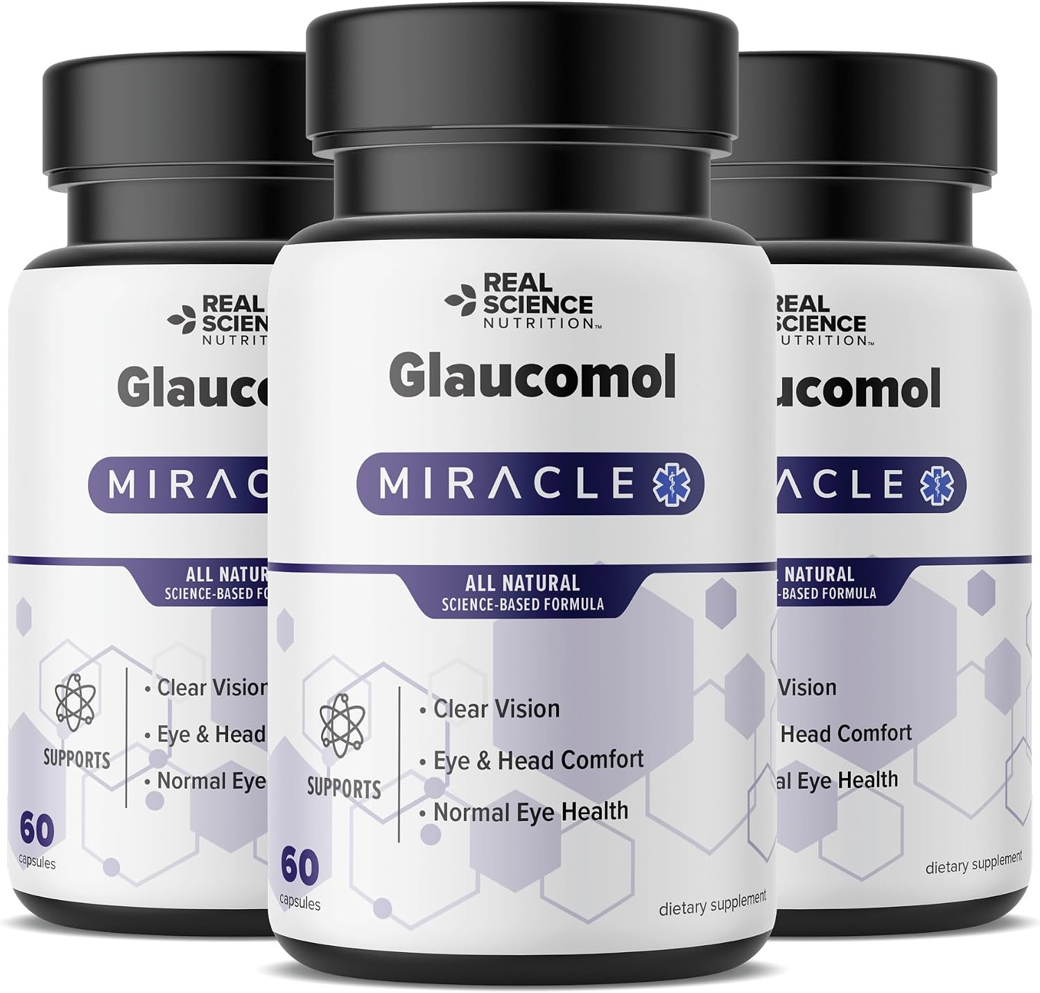 Real Science Glaucomol Miracle - Suplemento Ocular Natural con Vitaminas C, D y B12 para Apoyo del Nervio Óptico y Circulación Ocular – 60 Cápsulas