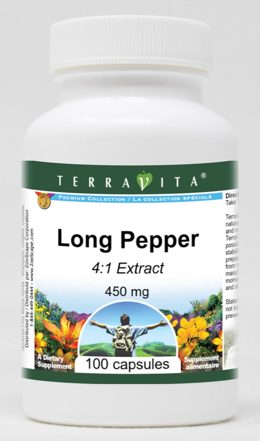 TerraVita Pimienta Larga 4:1 Extracto - 450 mg, 100 Cápsulas