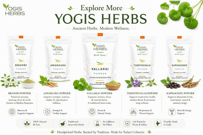 YOGIS HERBS Vallarai en polvo - Centella Asiatica (Gotu Kola) - Tradición Ayurvédica – Image 7