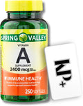 Spring Valley Vitamina A, 2400 mcg, 250 Cápsulas Blandas