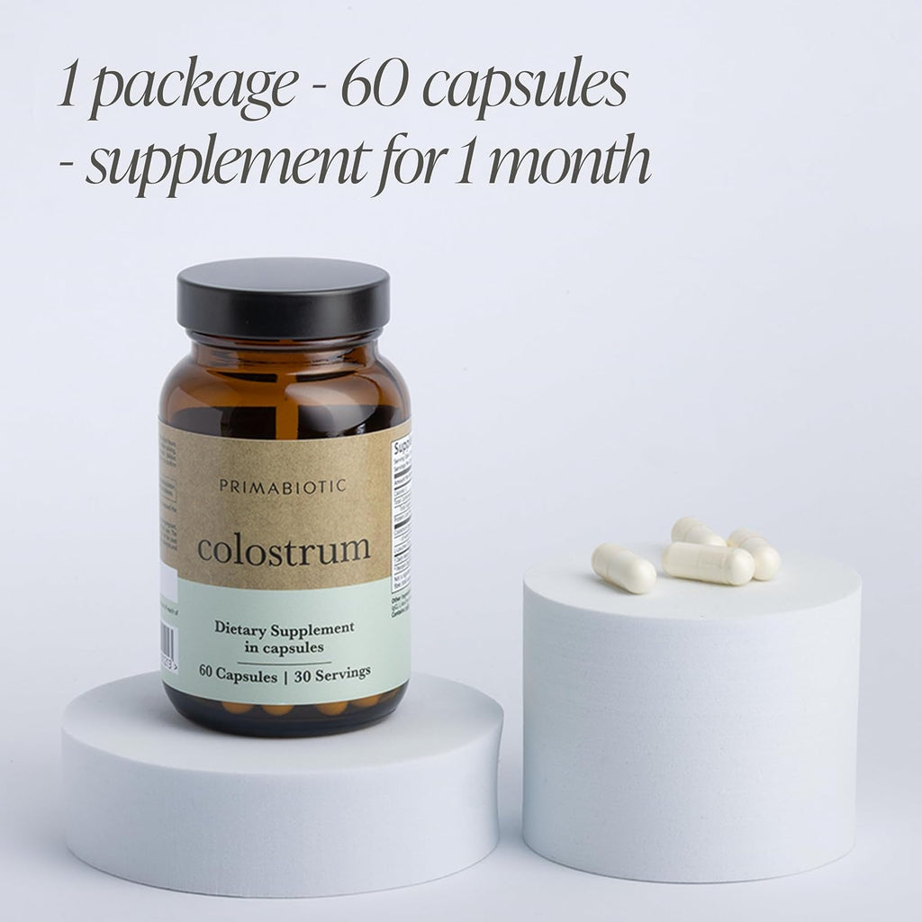 PRIMABIOTIC Colostrum – Suplemento de Calostro Bovino de Alta Concentración - Cápsulas Puras y Concentradas - Apoyo Inmunitario e Intestinal