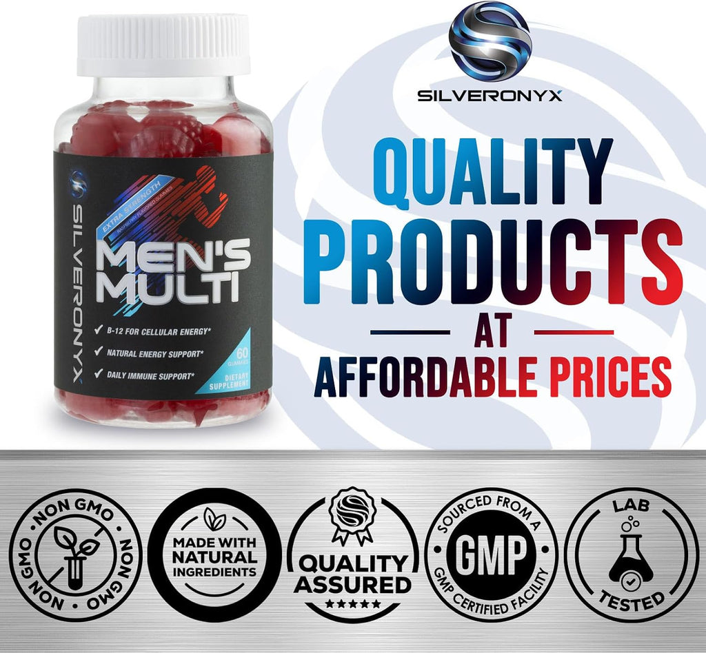 Multivitamínico para Hombres - Gomitas Diarias Completas con Vitamina D, Vitaminas B, Zinc y Más - 13 Vitaminas y Minerales Esenciales - 60 Gomitas