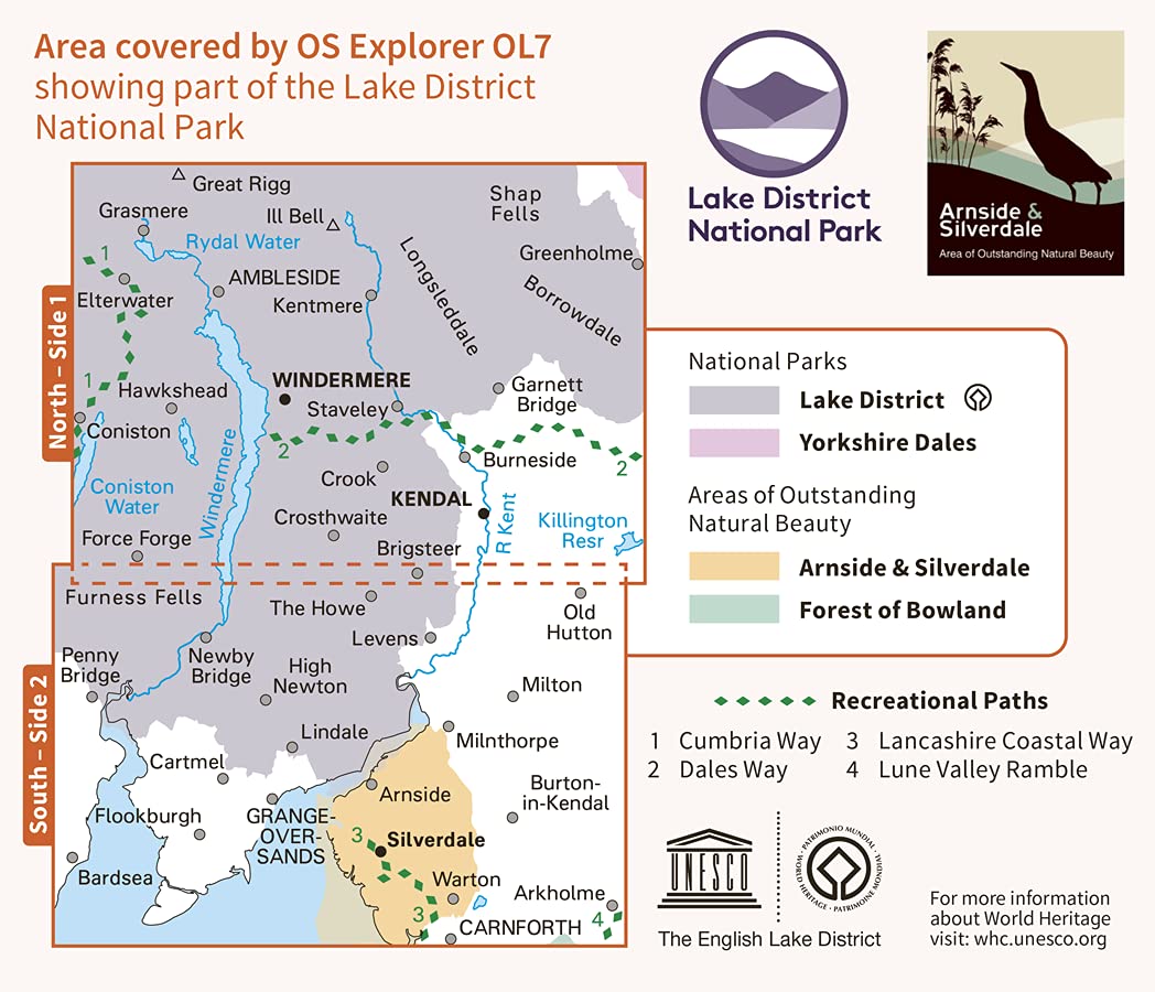 Ordnance Survey Mapa Explorer OL7 - Distrito de los Lagos Sureste: Windermere, Kendal y Silverdale