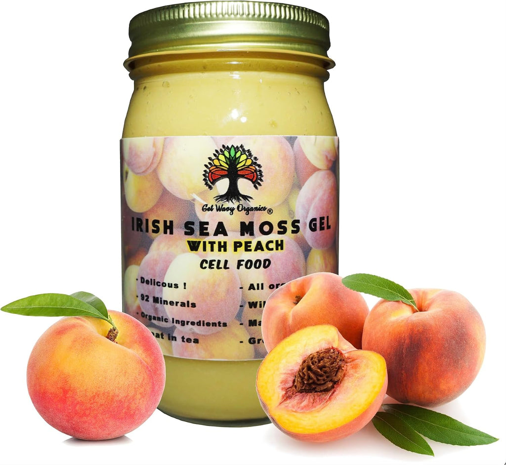 Wildcrafted Irish Sea Moss Gel | Made in USA | Rich in Vitamins & Minerals (Pack of 1, Peach)