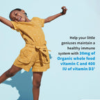 Garden of Life Dr. Formulated Probiotics Organic Kids+ - Probióticos para Niños con Fibra Prebiótica y Vitaminas C y D - Sabor Bayas Cereza, 30 Gomitas