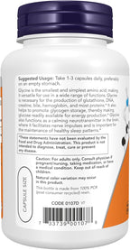 NOW Foods Glycine 1,000 mg Free-Form, 100 Cápsulas Vegetales