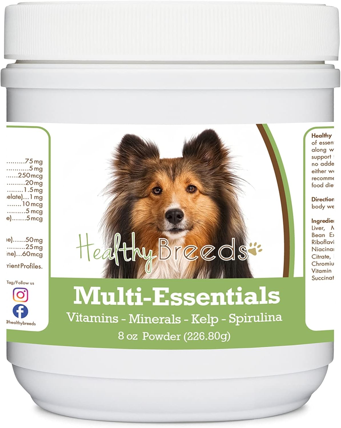 Healthy Breeds Shetland Sheepdog Multi-Essentials Polvo para Perros - Suplemento Ideal de Vitaminas, Minerales y Antioxidantes - 227 g