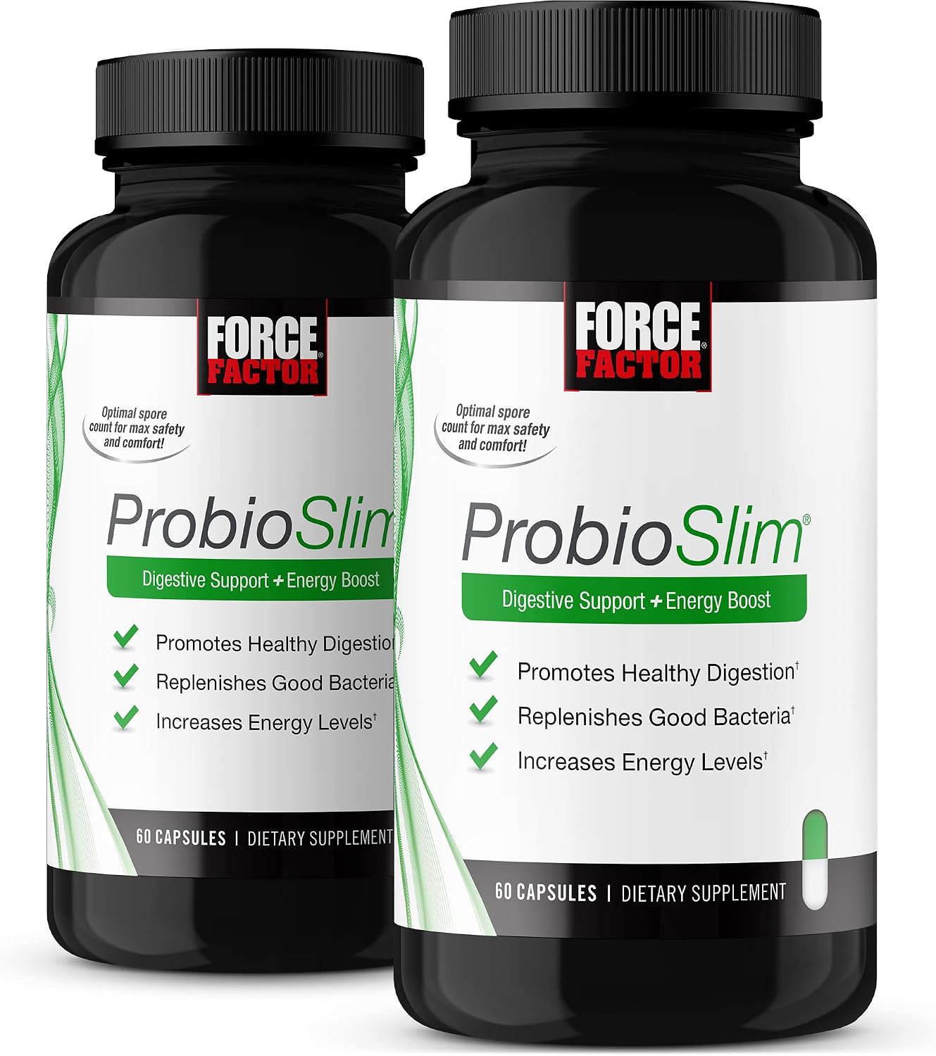 Force Factor ProbioSlim Probiótico con Extracto de Té Verde, 120 Cápsulas (2 Envases)