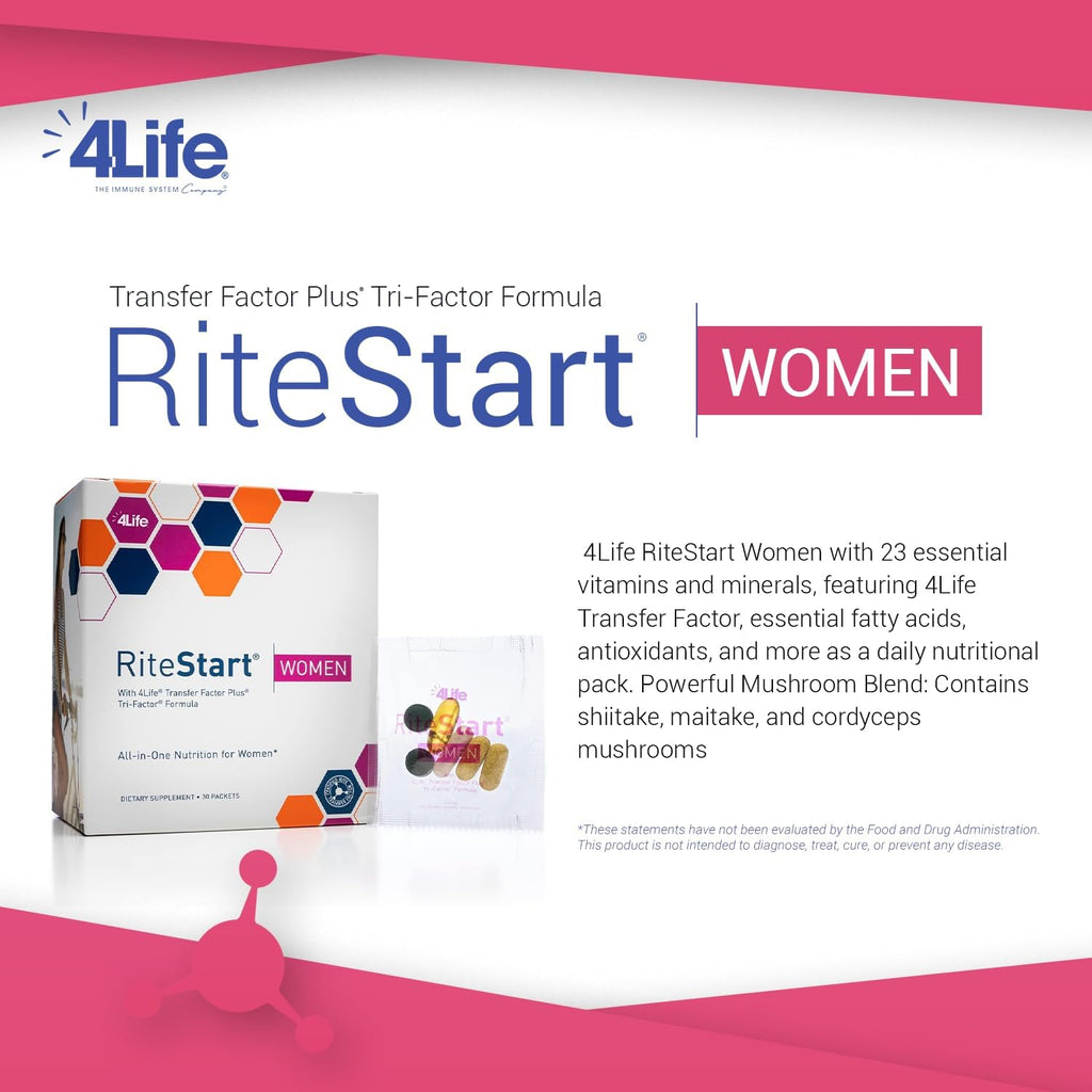 4Life RiteStart Mujer Multivitamínico con CoQ10 y Mezcla de Hongos, 30 Paquetes
