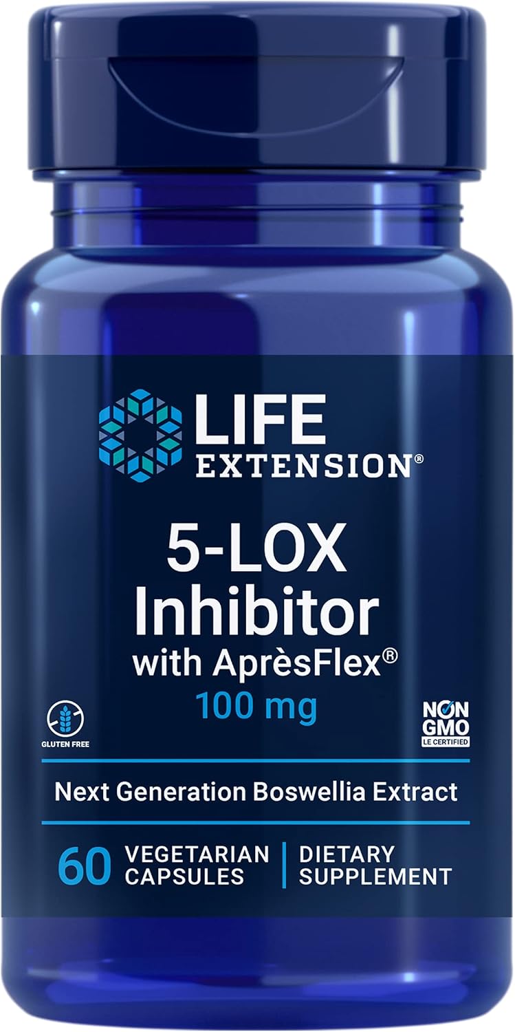 Life Extension 5-LOX Inhibitor con AprèsFlex®, 100 mg, Extracto Estandarizado de Boswellia serrata, 60 Cápsulas