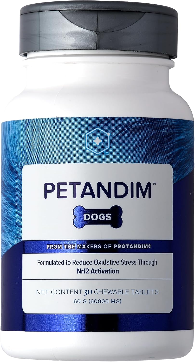 Petandim Vitaminas para Perros – 30 Comprimidos Masticables con Antioxidantes, Omega-3 y Colágeno