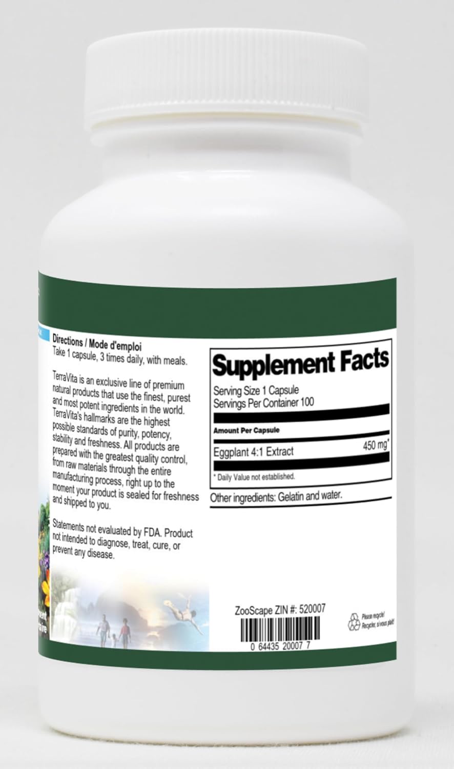 Extracto de Berenjena 4:1 450 mg - 3 Paquetes (300 Cápsulas)