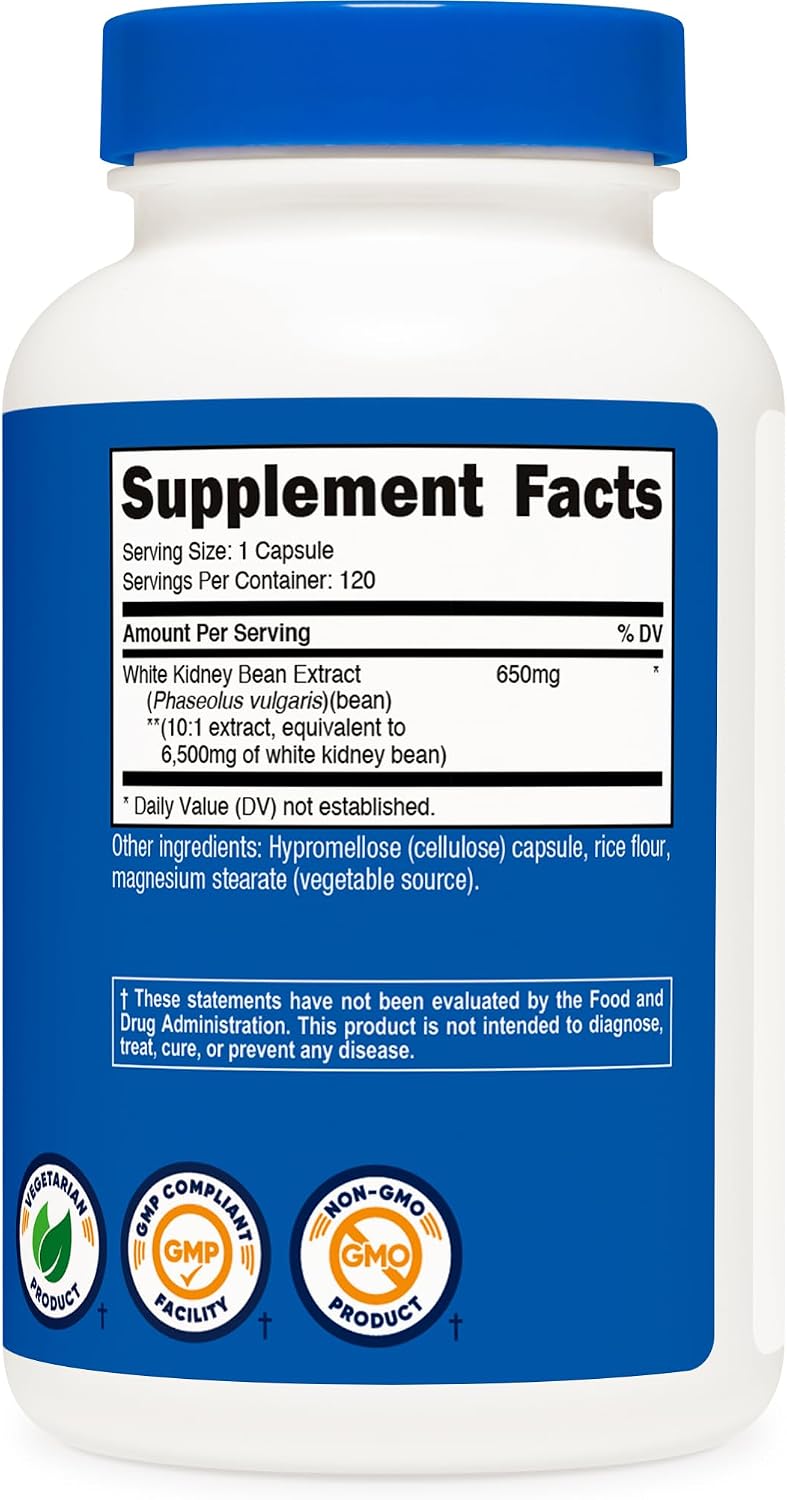 Nutricost Extracto de Judía Blanca 650mg - 120 Cápsulas Vegetales