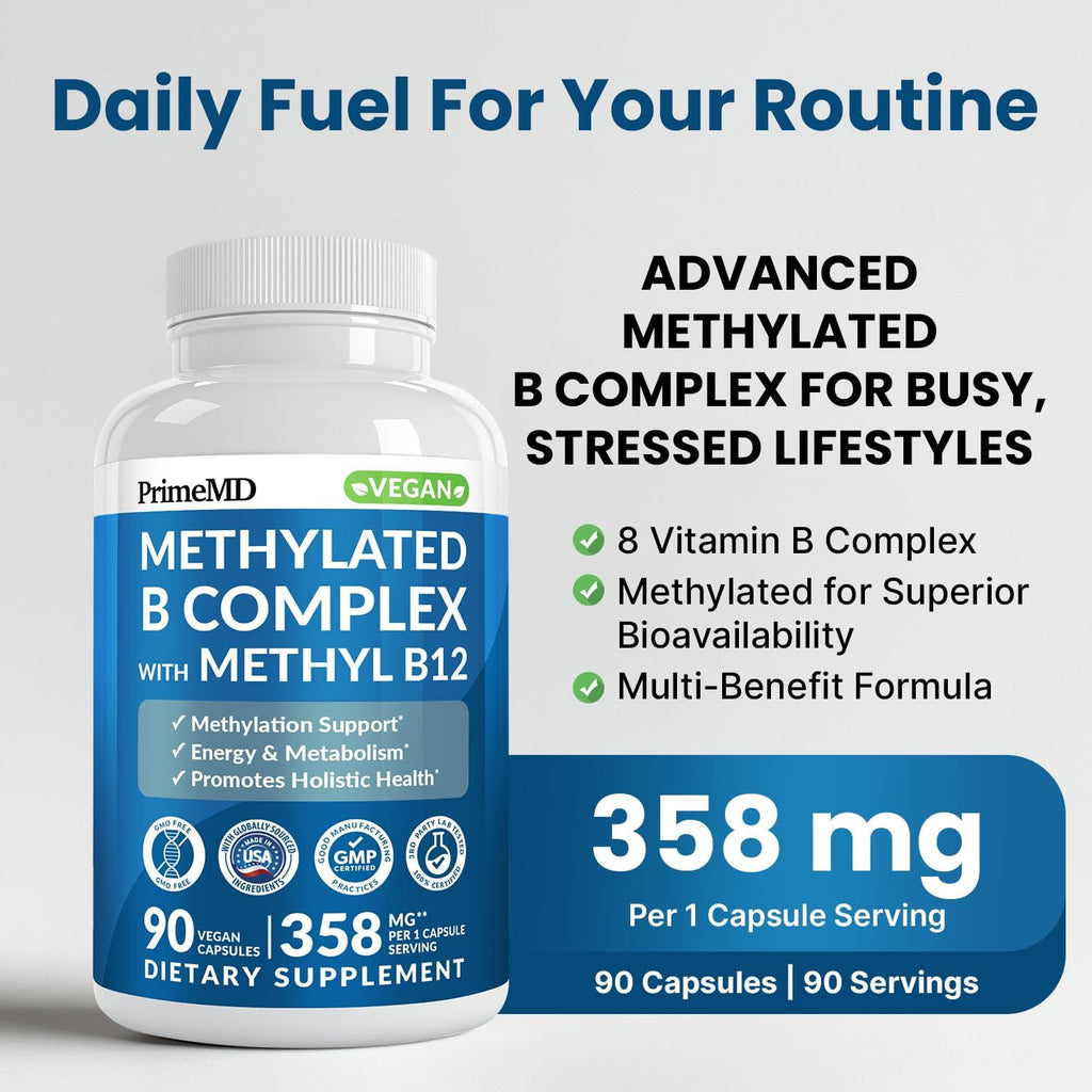 Complejo B Metilado con Metilfolato y B12 Metilcobalamina 1000 mcg - 90 Cápsulas