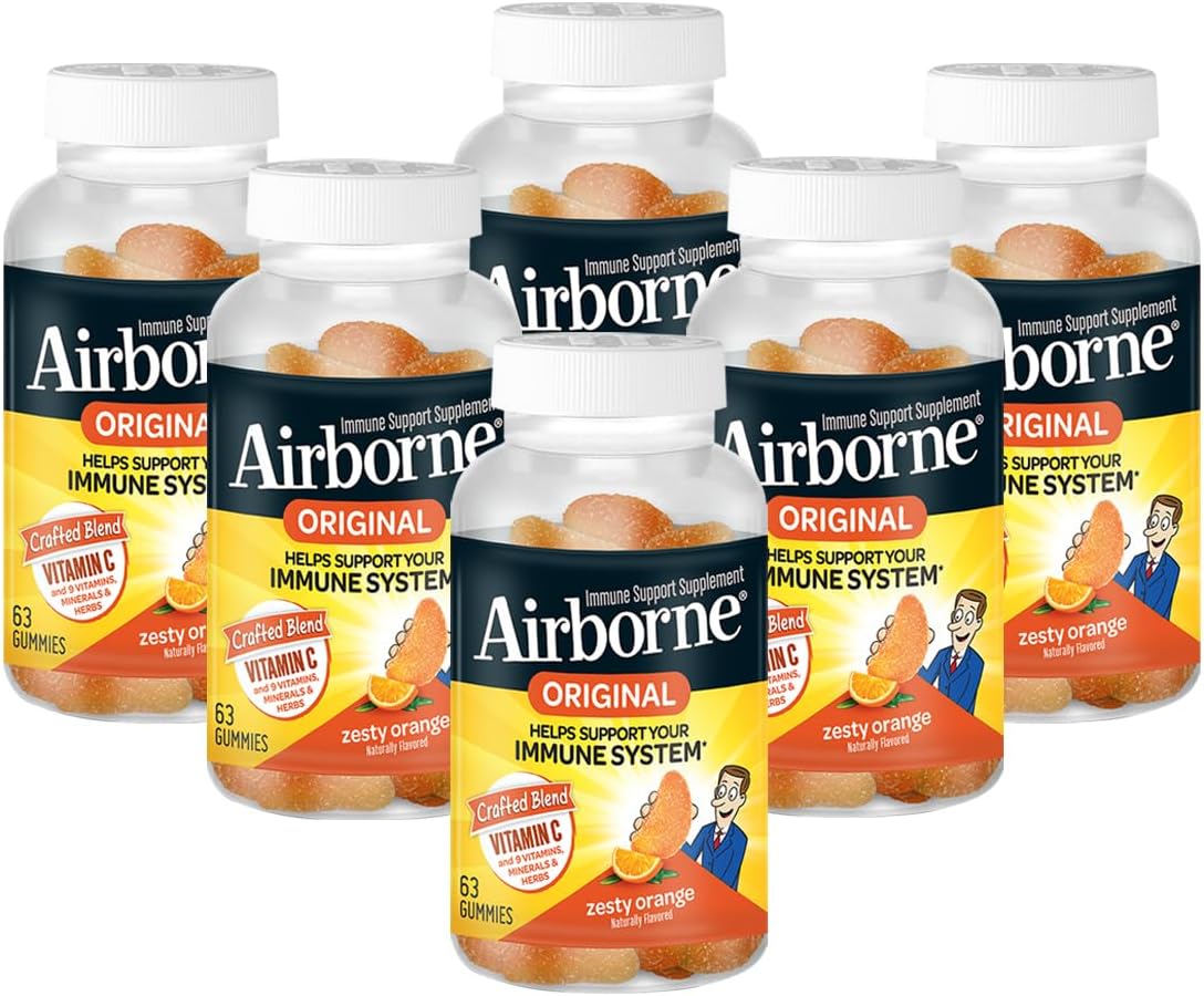 Airborne Gominolas de Vitamina C 750 mg con Sabor a Naranja (Paquete de 6)