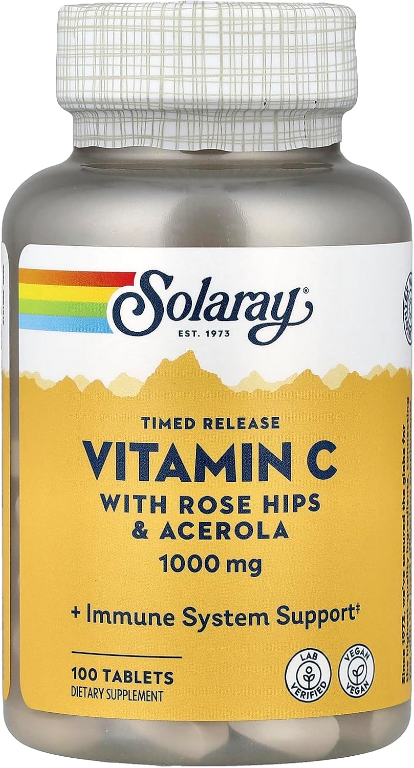 SOLARAY Vitamina C 1000 mg Liberación Prolongada con Escaramujo y Bioflavonoides de Acerola