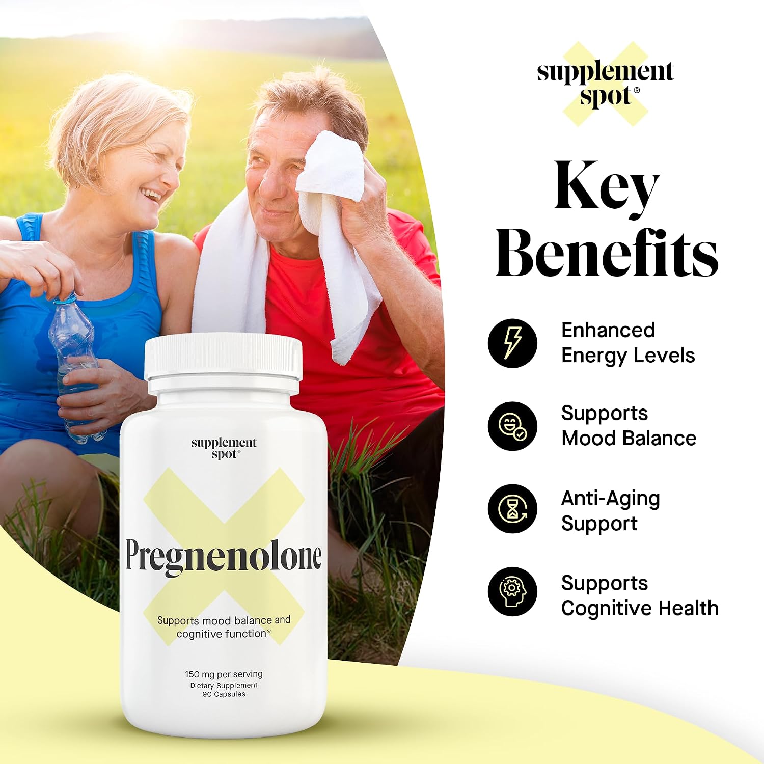 Supplement Spot Pregnenolona 150 mg – Suplemento para el Estado de Ánimo (90 Cápsulas)