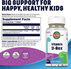 KAL Vitamin D-Rex, Vitamina D para Niños, Sabor Sandía Natural, 120 Micro Tabletas de Disolución Instantánea