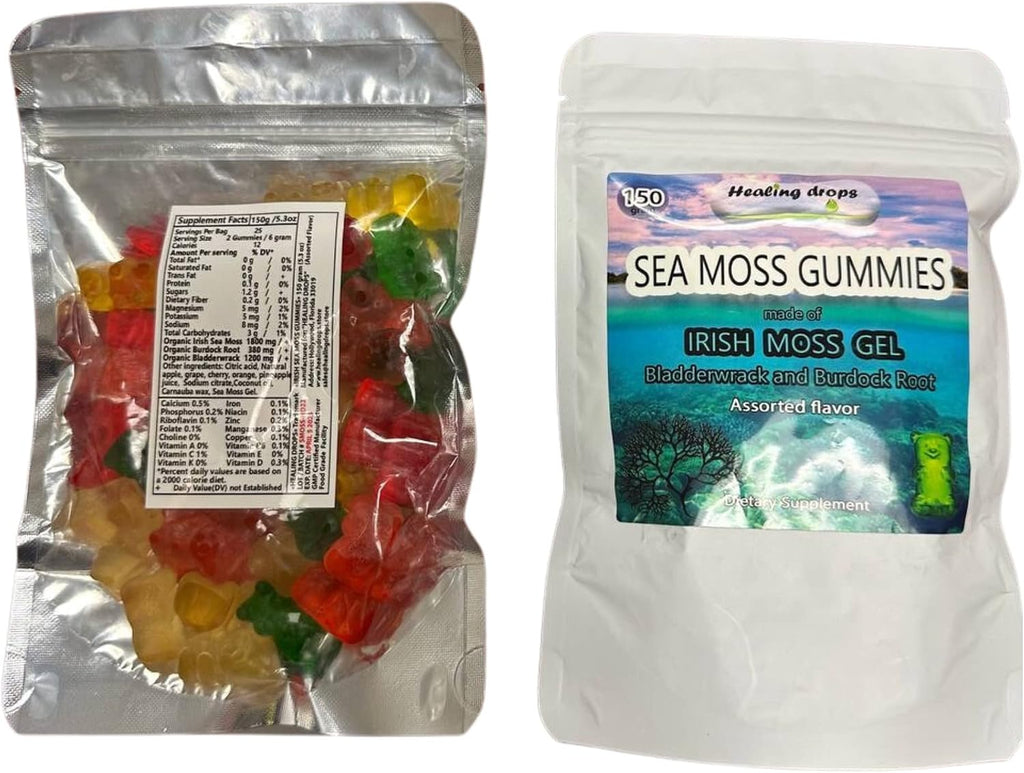 Sea Moss Gummies - Irish Sea Moss con Bladderwrack y Burdock Root | Vegano y Orgánico