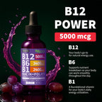 NUSAVA Pack de 2 Gotas de Vitamina B12 5000mcg - Sublingual con Complejo B - Metilcobalamina - Vegano, Sabor Uva