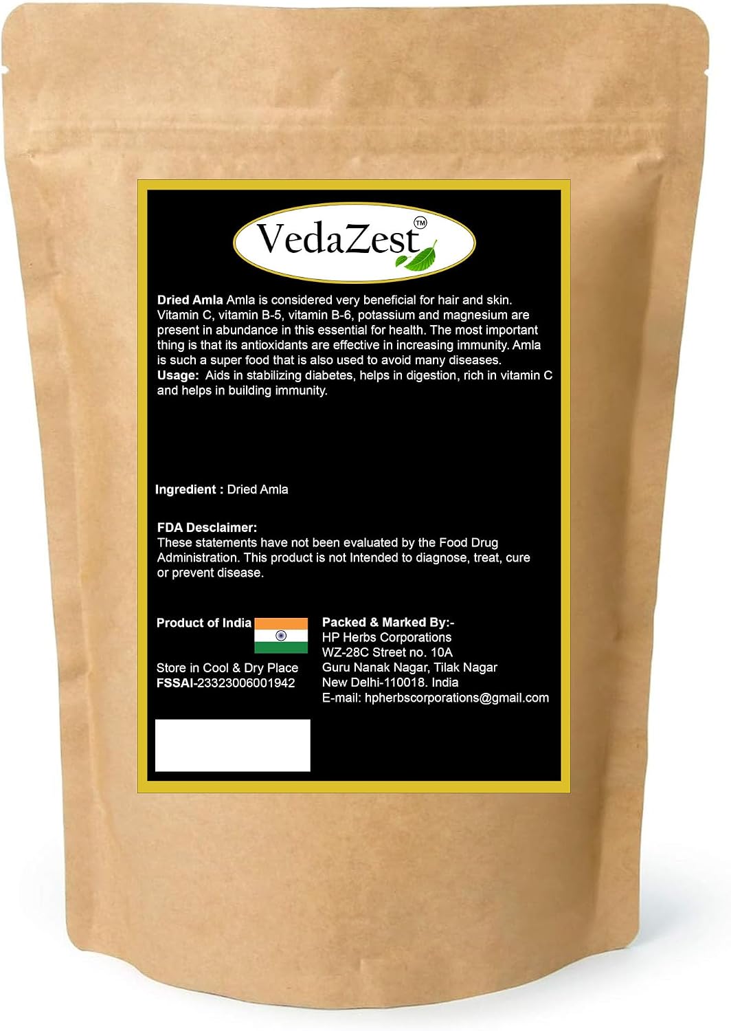Amla Seca Orgánica / Grosella India / Amalaki para Té, Bebida, Mascarilla Capilar y Más - 100 g