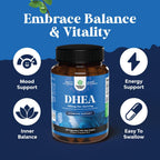 Natures Craft DHEA 100mg por Cápsula - Suplemento Vegano para Hombres y Mujeres - 120 Cápsulas