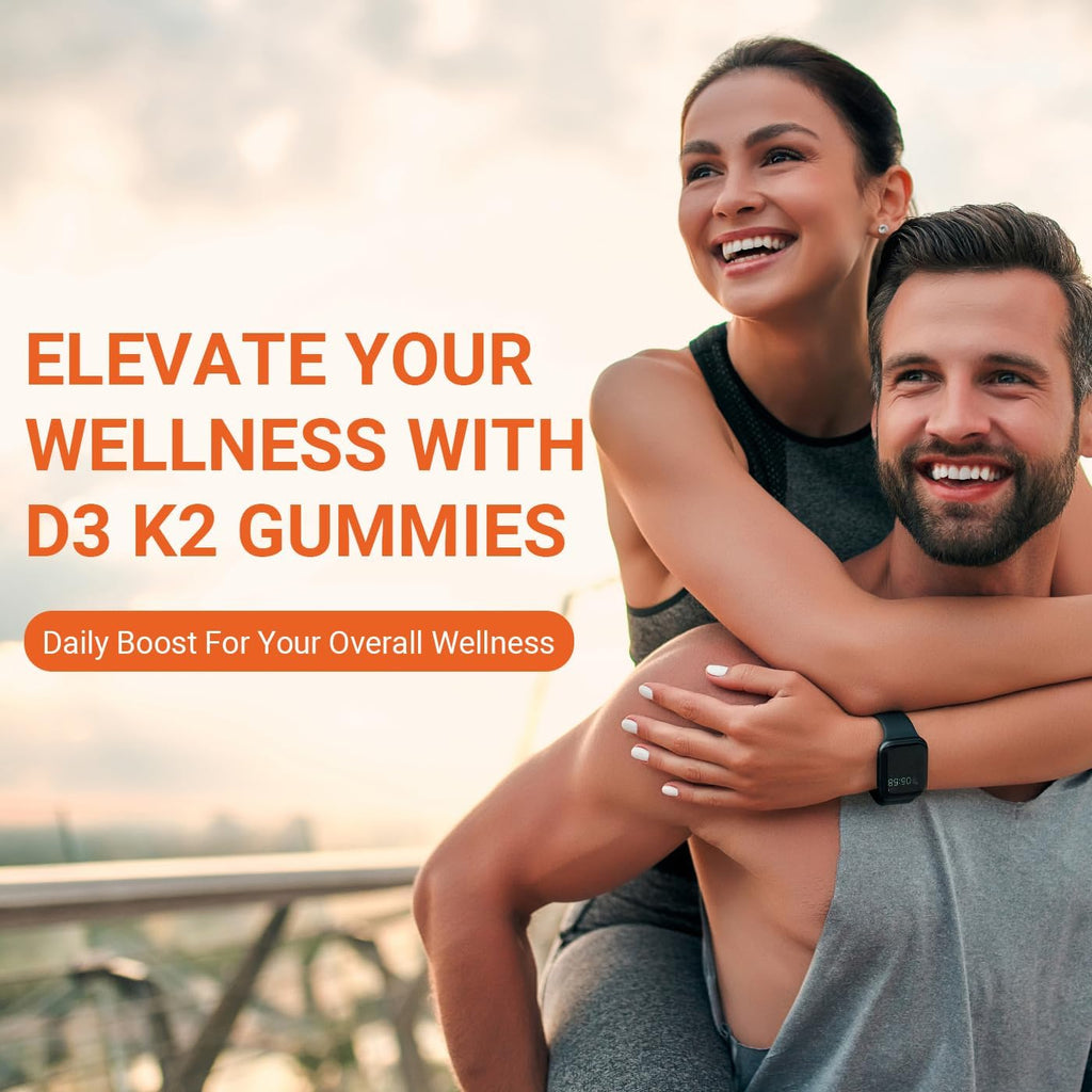 Wiszeen Vitamin D3 K2 Gummies, Sin Azúcar, con Omega 3, Calcio y Magnesio