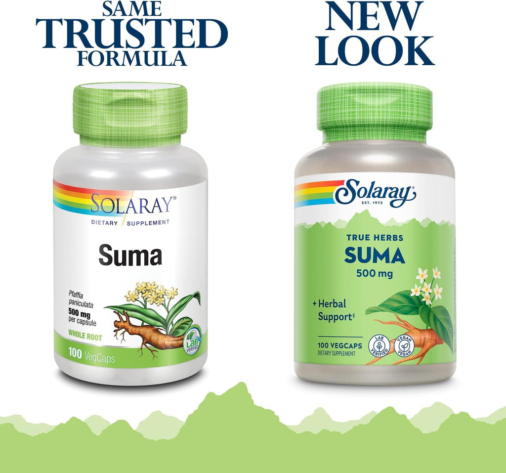 SOLARAY Raíz de Suma 500mg | Adaptógeno para el Estrés y la Inmunidad | 100 Cápsulas Veganas