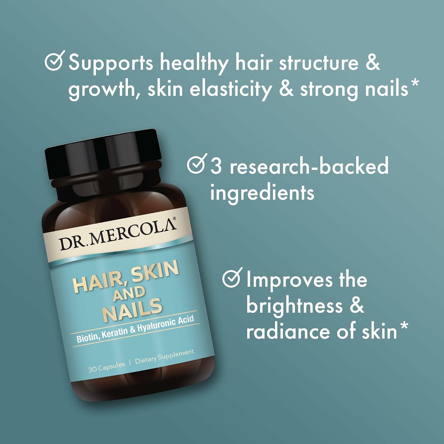 Dr. Mercola Hair, Skin and Nails - 30 Cápsulas (Pack de 3)