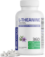 Bronson L-Teanina 200mg (Doble Concentración) con Pasiflora - 360 Cápsulas