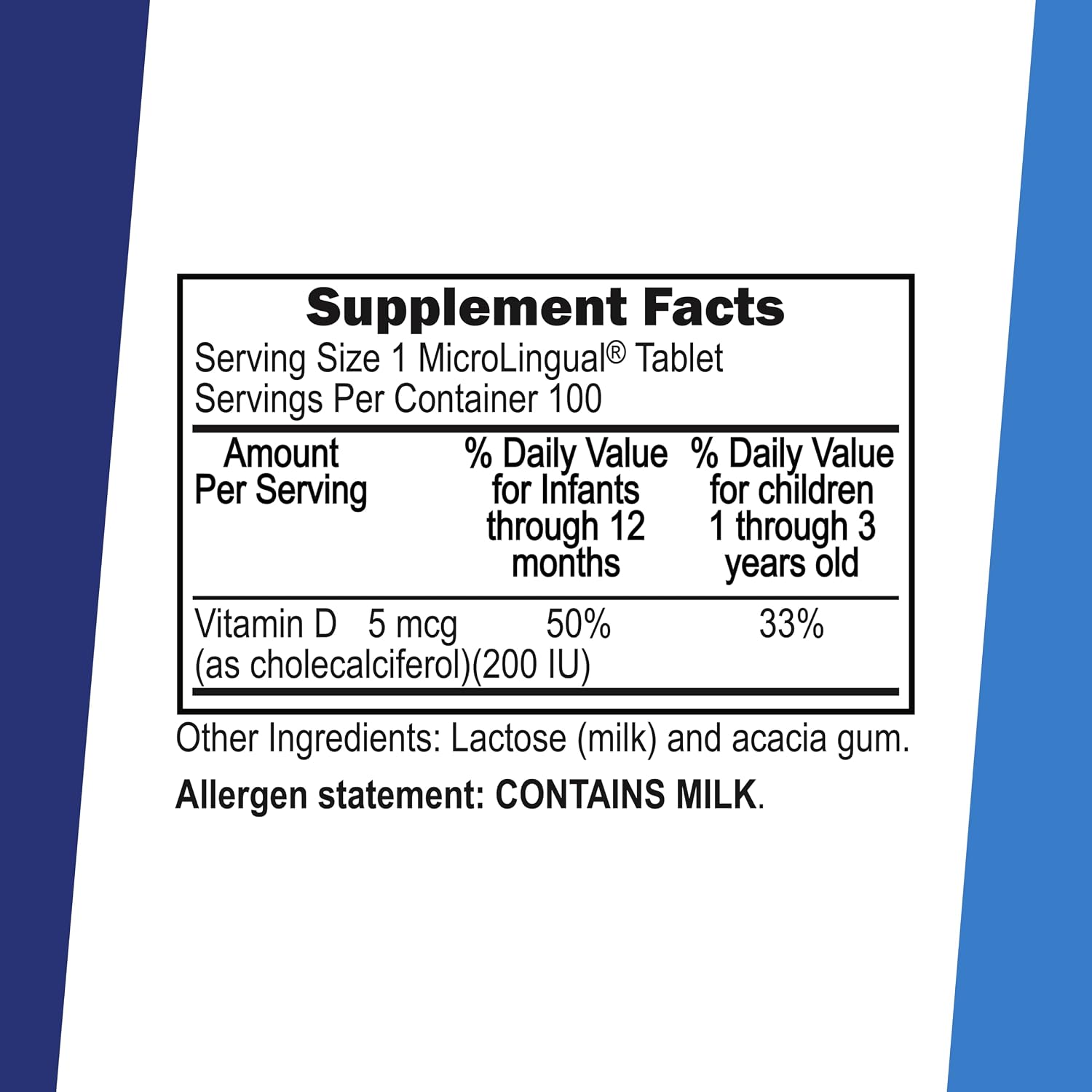 Superior Source Vitamina D3 Bebé - 100 tabletas MicroLingual de disolución instantánea